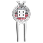 Red & Gray Dots and Plaid Golf Divot Tool & Ball Marker (Personalized)