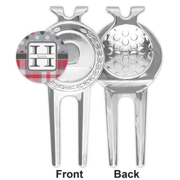 Red & Gray Dots and Plaid Divot Tool - Second