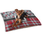Red & Gray Dots and Plaid Dog Bed - Small w/ Name and Initial