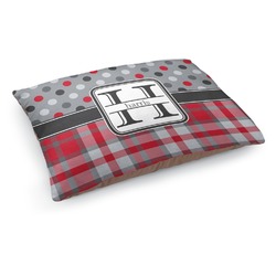 Red & Gray Dots and Plaid Dog Bed - Medium w/ Name and Initial