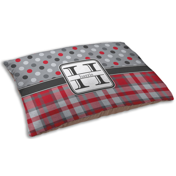 Red & Gray Dots and Plaid Dog Beds - SMALL