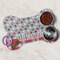 Red & Gray Dots and Plaid Dog Bone Shaped Mat Lifestyle