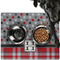 Red & Gray Dots and Plaid Dog Food Mat - Large w/ Name and Initial