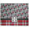 Red & Gray Dots and Plaid Dog Food Mat - Large without Bowls