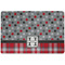 Red & Gray Dots and Plaid Dog Food Mat - Small without bowls