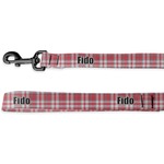 Red & Gray Dots and Plaid Deluxe Dog Leash (Personalized)