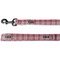 Red & Gray Dots and Plaid Dog Leash Close Up
