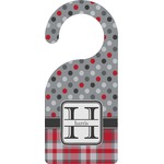 Red & Gray Dots and Plaid Door Hanger (Personalized)