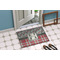 Red & Gray Dots and Plaid Door Mat Lifestyle