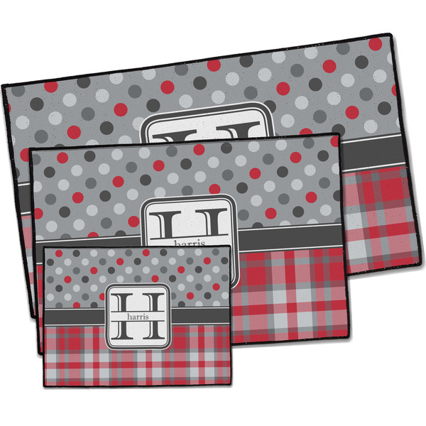 Red & Gray Dots and Plaid Door Mats - PARENT MAIN