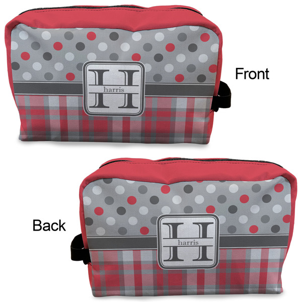 Red & Gray Dots and Plaid Dopp Kit - Approval