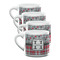 Red & Gray Dots and Plaid Double Shot Espresso Mugs - Set of 4 Front