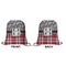 Red & Gray Dots and Plaid Drawstring Backpack Front & Back Small