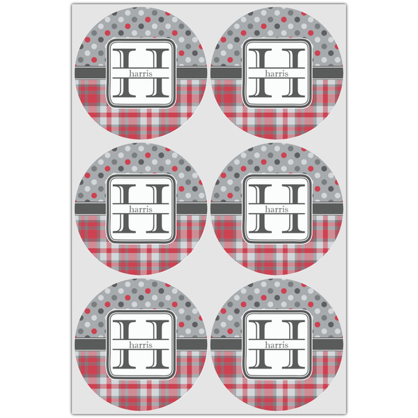 Red & Gray Dots and Plaid Drink Topper - Large - Set of 6