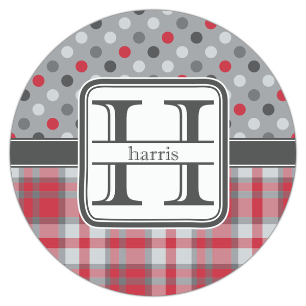 Red & Gray Dots and Plaid Drink Topper - Large - Single