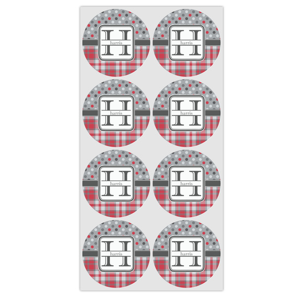 Red & Gray Dots and Plaid Drink Topper - Medium - Set of 12