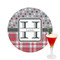 Red & Gray Dots and Plaid Printed Drink Topper -  2.5" (Personalized)