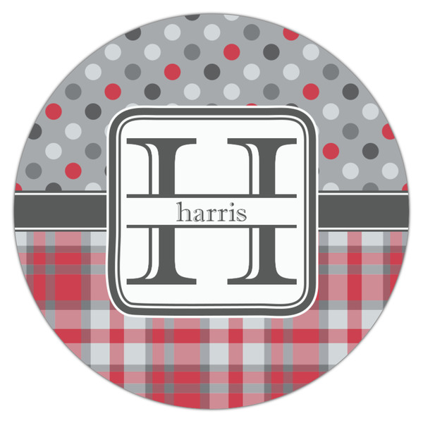 Red & Gray Dots and Plaid Drink Topper - Medium - Single