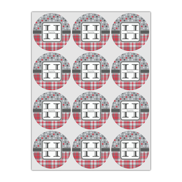 Red & Gray Dots and Plaid Drink Topper - Small - Set of 12