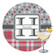 Red & Gray Dots and Plaid Printed Drink Topper - 3.5" (Personalized)