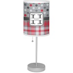 Red & Gray Dots and Plaid Lamp with Drum Shade (Personalized)