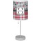 Red & Gray Dots and Plaid Drum Lampshade with base included