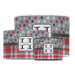 Red & Gray Dots and Plaid Drum Lamp Shade (Personalized)