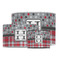 Red & Gray Dots and Plaid Drum Lampshades - MAIN