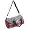 Red & Gray Dots and Plaid Duffle bag with side mesh pocket