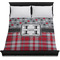 Red & Gray Dots and Plaid Duvet Cover - Queen - On Bed - No Prop