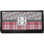 Red & Gray Dots and Plaid Canvas Checkbook Cover (Personalized)
