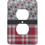 Red & Gray Dots and Plaid Electric Outlet Plate