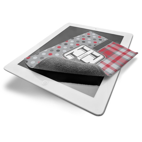 Red & Gray Dots and Plaid Electronic Screen Wipe - iPad