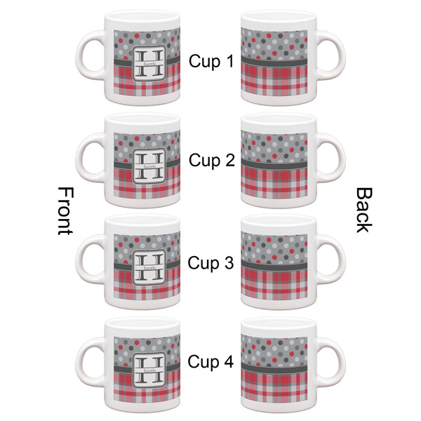 Red & Gray Dots and Plaid Espresso Cup Set of 4 - Apvl