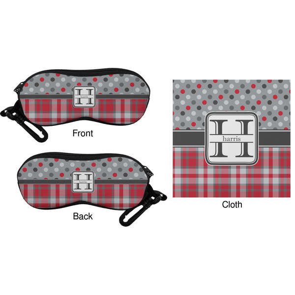 Red & Gray Dots and Plaid Eyeglass Case & Cloth (Approval)