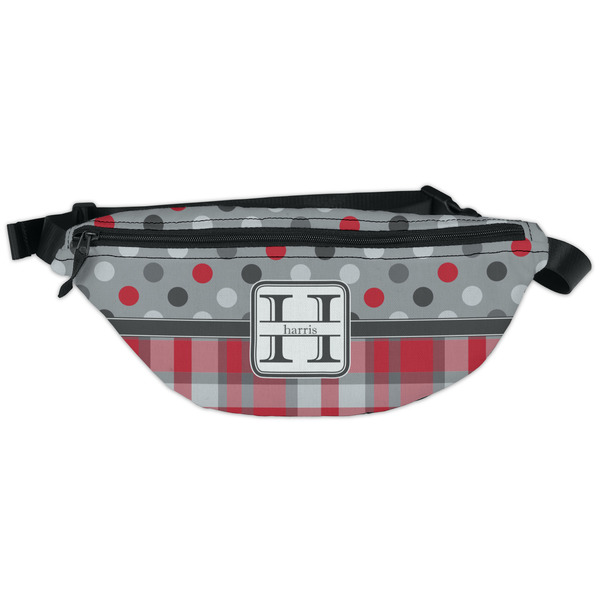 Custom Red & Gray Dots and Plaid Fanny Pack - Classic Style (Personalized)