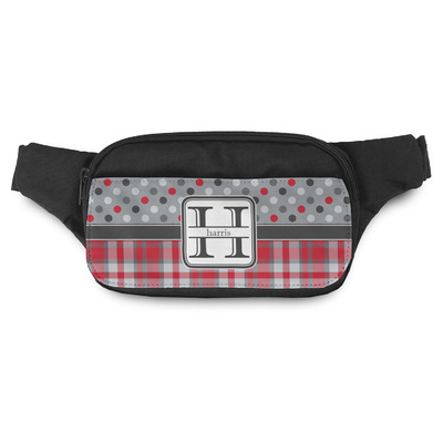 Red & Gray Dots and Plaid Fanny Pack (Personalized)
