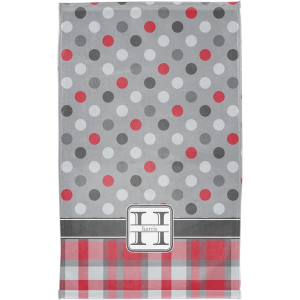 Red & Gray Dots and Plaid Finger Tip Towel - Full View