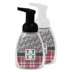 Red & Gray Dots and Plaid Foam Soap Bottle (Personalized)