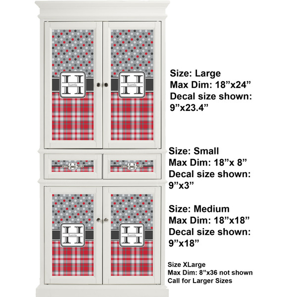 Red & Gray Dots and Plaid Full Cabinet (Show Sizes)