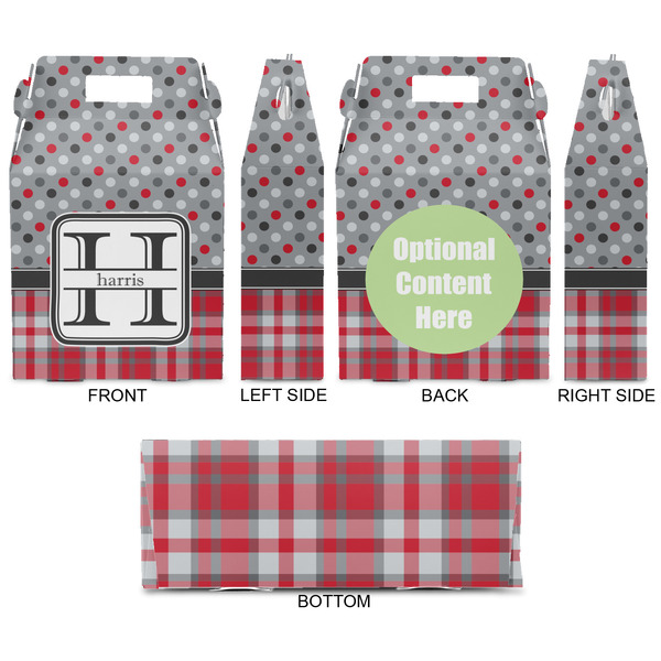 Red & Gray Dots and Plaid Gable Favor Box - Approval