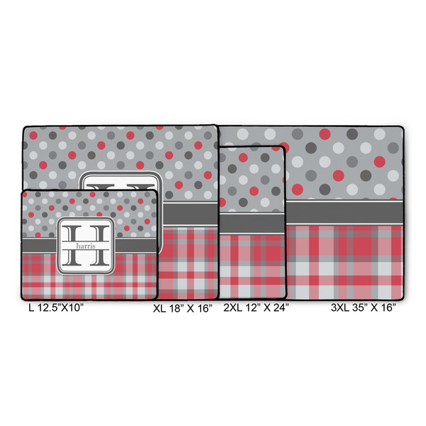 Red & Gray Dots and Plaid Gaming Mats - SIZE CHART