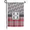 Red & Gray Dots and Plaid Small Garden Flag - Single Sided w/ Name and Initial