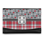 Red & Gray Dots and Plaid Genuine Leather Women's Wallet - Small (Personalized)
