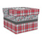 Red & Gray Dots and Plaid Gift Boxes with Lid - Canvas Wrapped - Large - Front/Main