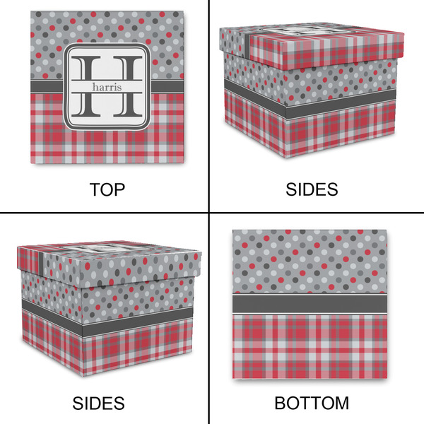 Red & Gray Dots and Plaid Gift Boxes with Lid - Canvas Wrapped - X-Large - Approval