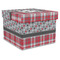 Red & Gray Dots and Plaid Gift Boxes with Lid - Canvas Wrapped - X-Large - Front/Main
