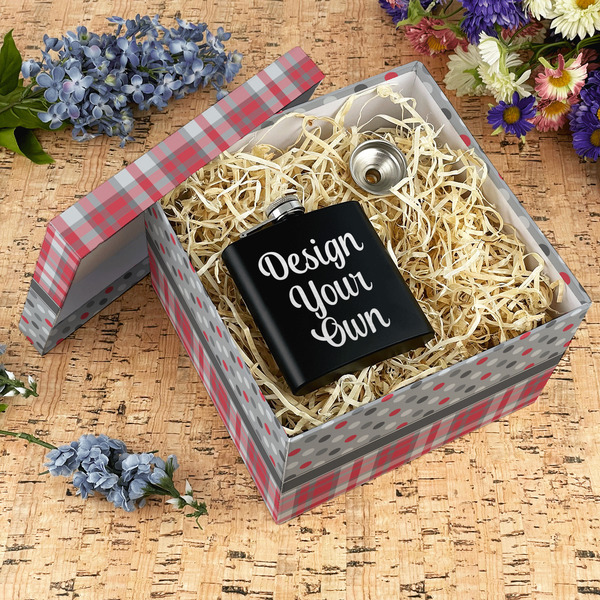 Red & Gray Dots and Plaid Gift Boxes with Lid - Canvas Wrapped - X-Large - In Context