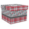 Red & Gray Dots and Plaid Gift Boxes with Lid - Canvas Wrapped - XX-Large - Front/Main