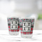 Red & Gray Dots and Plaid Glass Shot Glass - Standard - LIFESTYLE